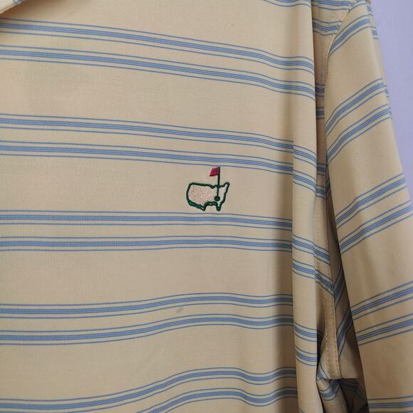Vintage Masters Performance Polo Shirt Mens XL Yellow Green Stripe Preppy Golf - Picture 2 of 9